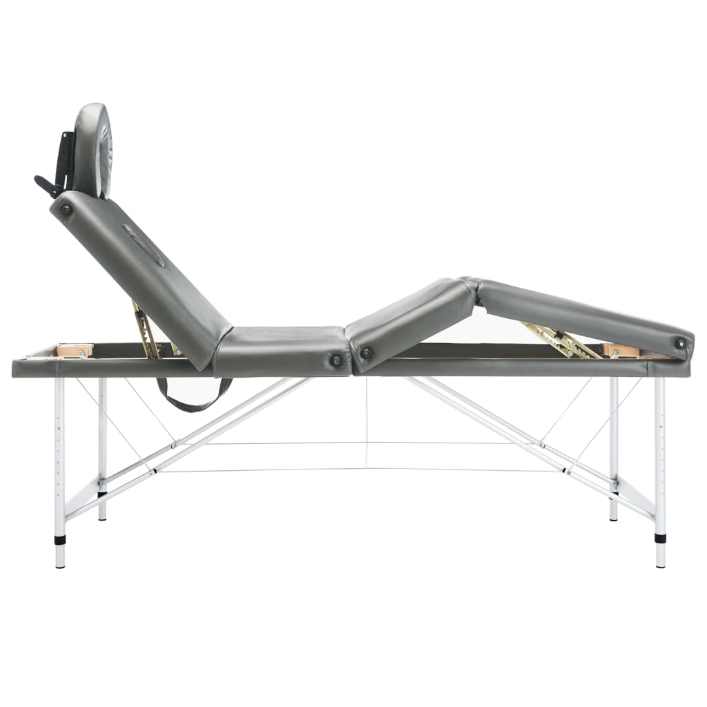 Massagetisch mit 4 Zonen Aluminiumrahmen Anthrazit 186×68 cm