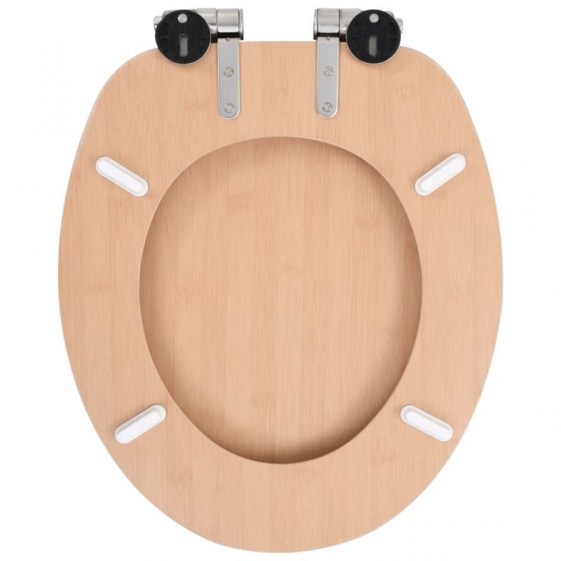 Toilettensitze 2 Stk. mit Soft-Close-Deckel MDF Bambus-Design