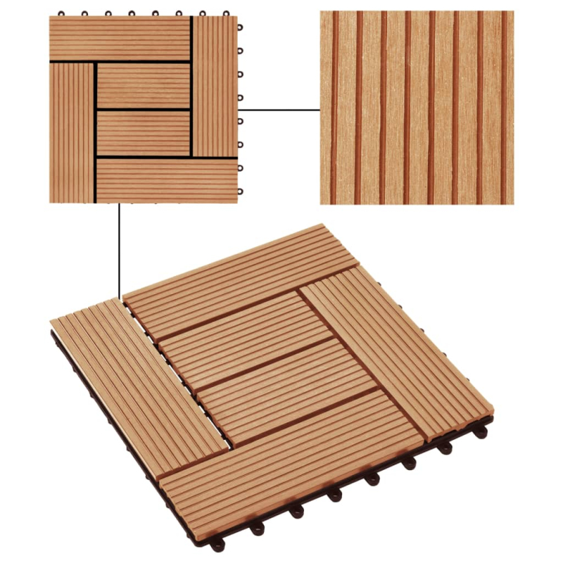 22 Stk. Terrassenfliesen 30 x 30 cm 2 qm WPC Teakholzfarbe