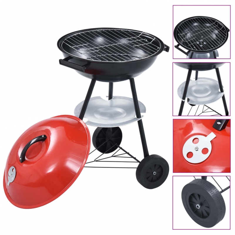 Tragbarer Holzkohlegrill XXL mit Rädern 44 cm