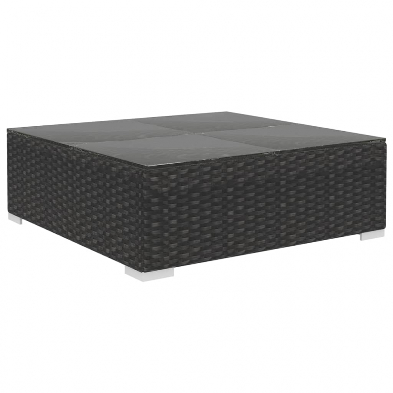 5-tlg. Garten-Lounge-Set mit Kissen Poly Rattan Schwarz