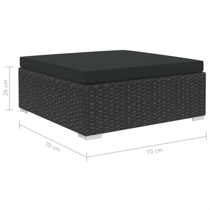 10-tlg. Garten-Lounge-Set mit Auflagen Poly Rattan Schwarz