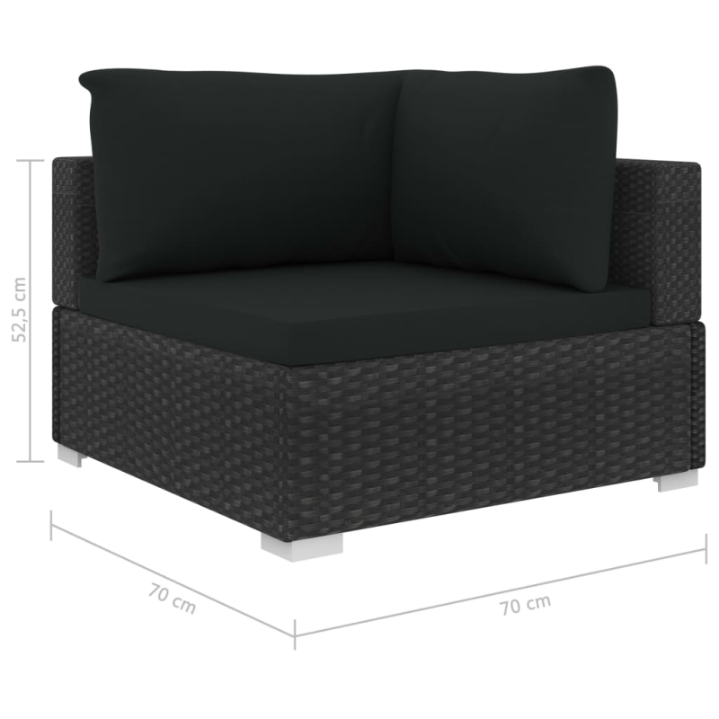 12-tlg. Garten-Lounge-Set mit Auflagen Poly Rattan Schwarz