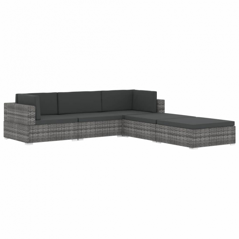 Modular-Sofa-Mittelteil 1 Stk. + Auflagen Poly Rattan Schwarz