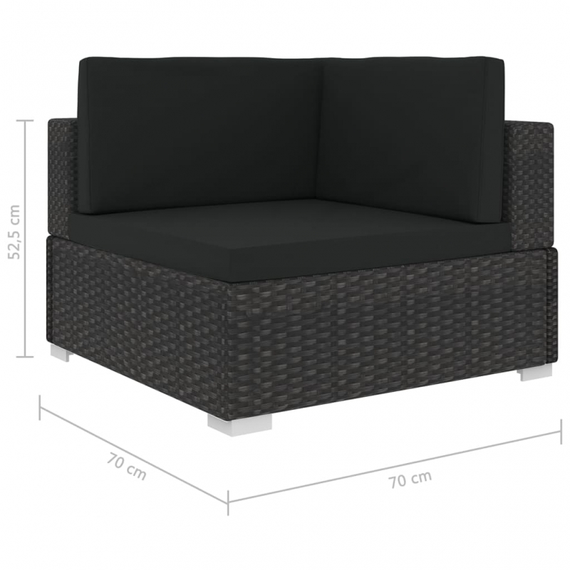 Modular-Sofa-Eckteil 1 Stk. + Auflagen Poly Rattan Schwarz