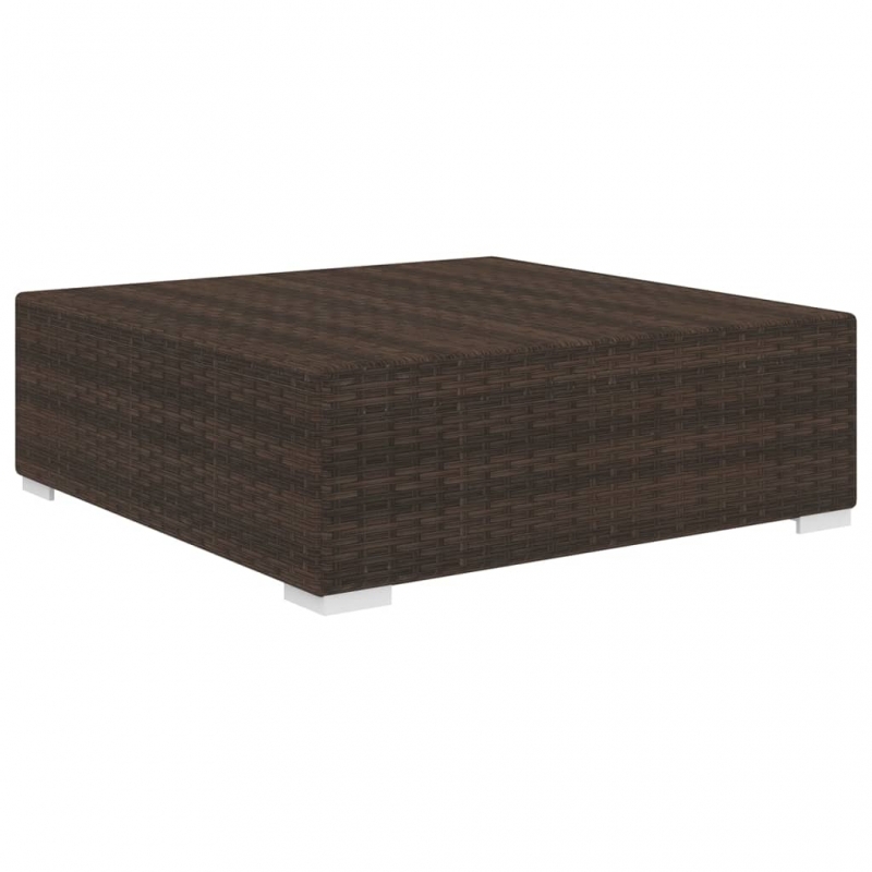 Modular-Fußhocker 1 Stk. + Auflagen Poly Rattan Braun