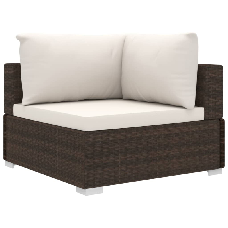10-tlg. Garten-Lounge-Set mit Auflagen Poly Rattan Braun