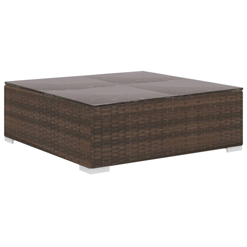 10-tlg. Garten-Lounge-Set mit Auflagen Poly Rattan Braun