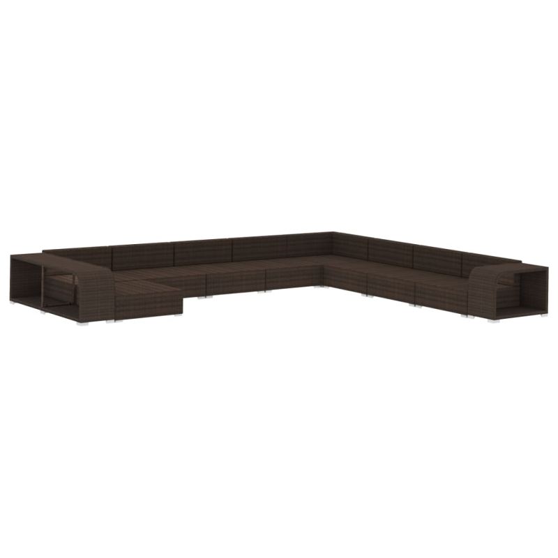 11-tlg. Garten-Lounge-Set mit Auflagen Poly Rattan Braun