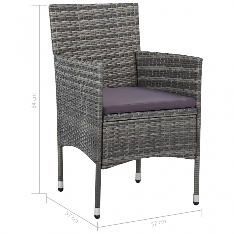 Garten-Essstühle 2 Stk. Poly Rattan Grau