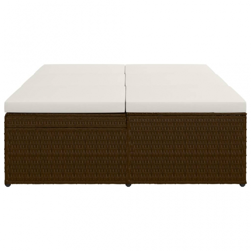 Sonnenliege mit Auflage Poly Rattan Braun