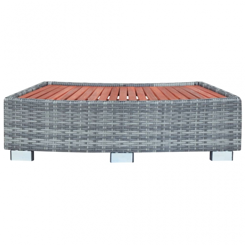 Spa-Einstiegsstufe Grau Poly Rattan 92×45×25 cm