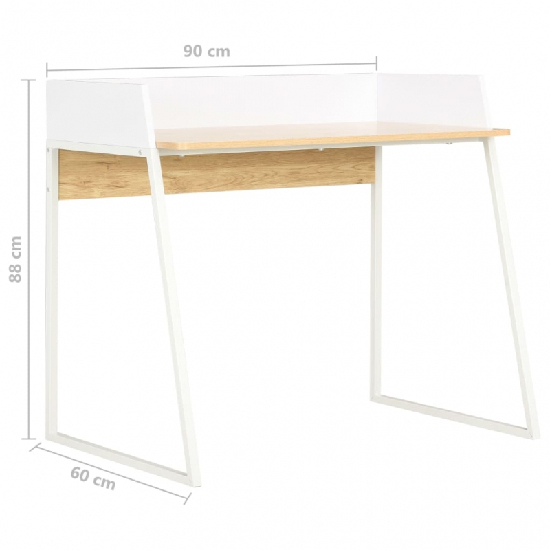 Schreibtisch Weiß und Eiche 90x60x88 cm