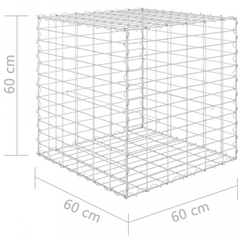 Würfel-Gabionen-Hochbeet Stahldraht 60x60x60 cm