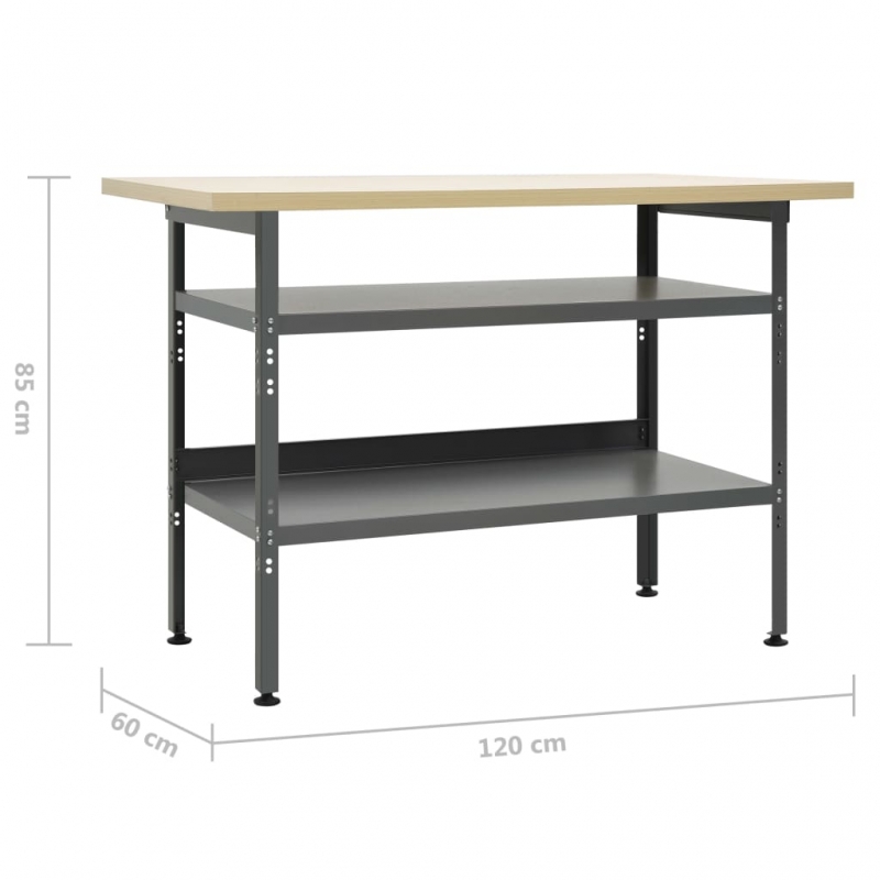 Werkbank Grau 120×60×85 cm Stahl