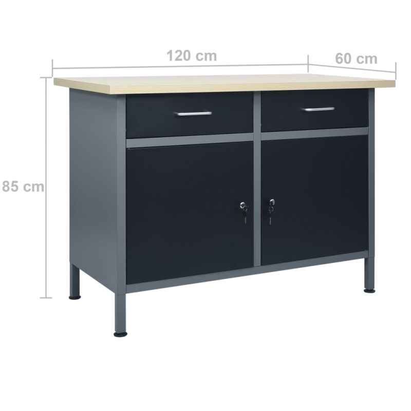 Werkbank Schwarz 120x60x85 cm Stahl