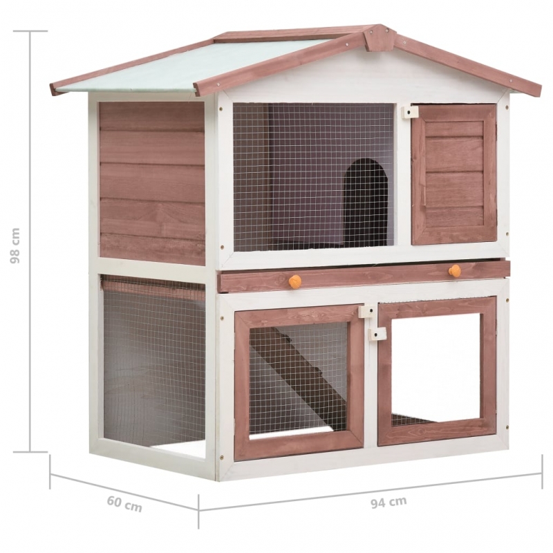 Kaninchenstall 3 Türen Braun Holz