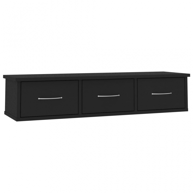 Wand-Schubladenregal Schwarz 88x26x18,5 cm Holzwerkstoff