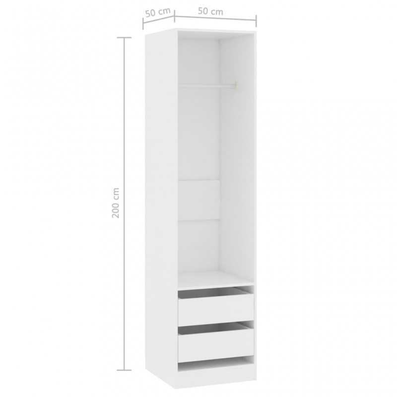 Kleiderschrank mit Schubladen Weiß 50x50x200 cm Holzwerkstoff