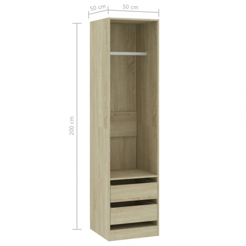 Kleiderschrank mit Schubladen Sonoma-Eiche 50x50x200 cm