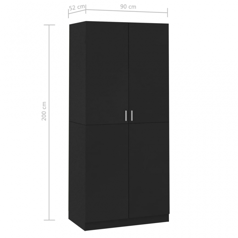 Kleiderschrank Schwarz 90x52x200 cm Holzwerkstoff