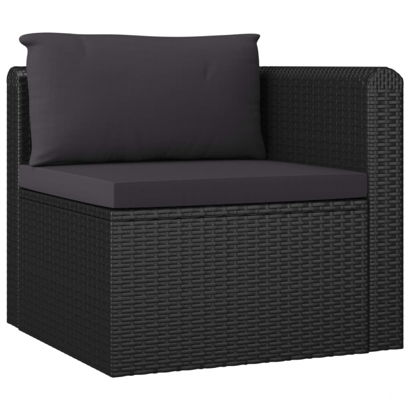 7-tlg. Garten-Lounge-Set mit Auflagen Poly Rattan Schwarz