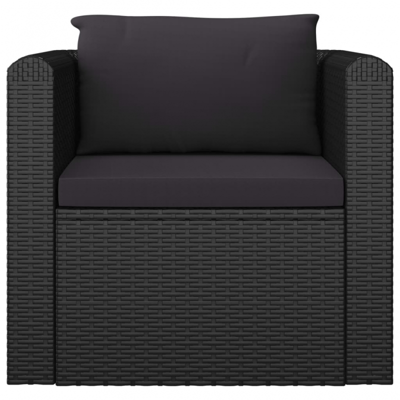 Sessel mit Auflagen Poly Rattan Schwarz