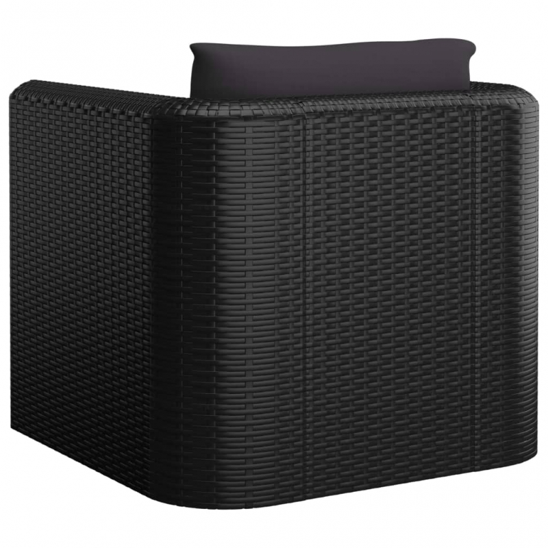 Sessel mit Auflagen Poly Rattan Schwarz