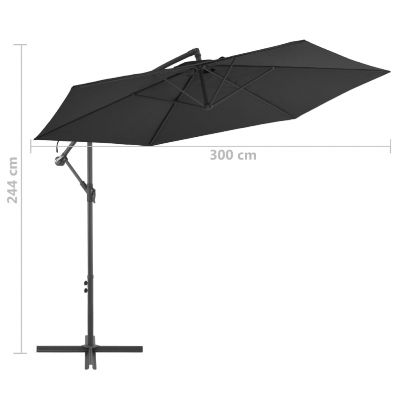 Ampelschirm mit Alu-Mast 300 cm Schwarz