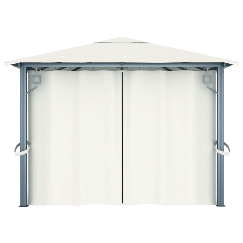 Pavillon mit Vorhängen 400 x 300 cm Creme Aluminium
