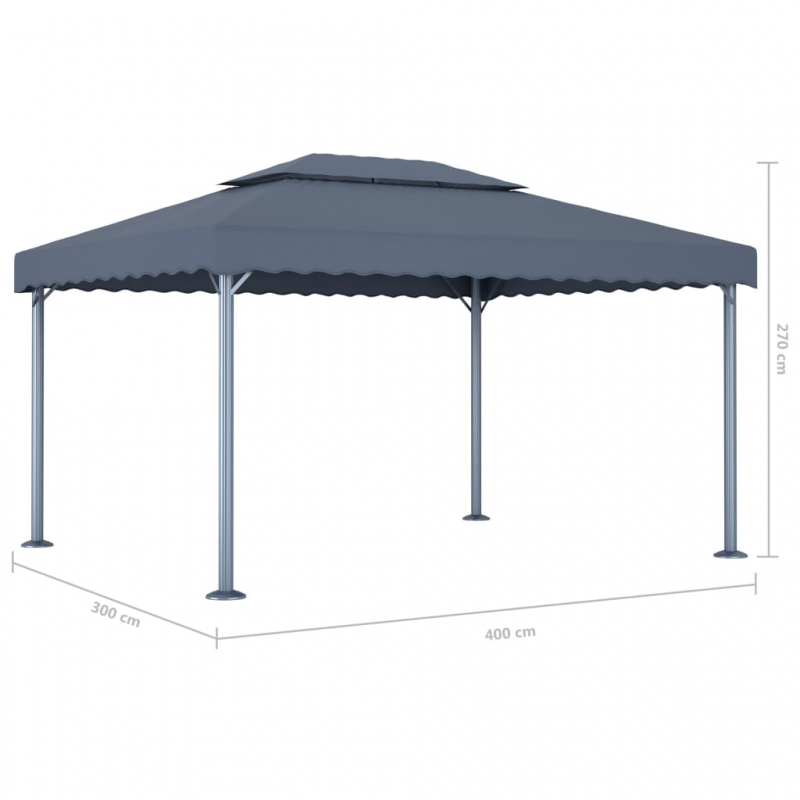 Pavillon 400 x 300 cm Anthrazit Aluminium