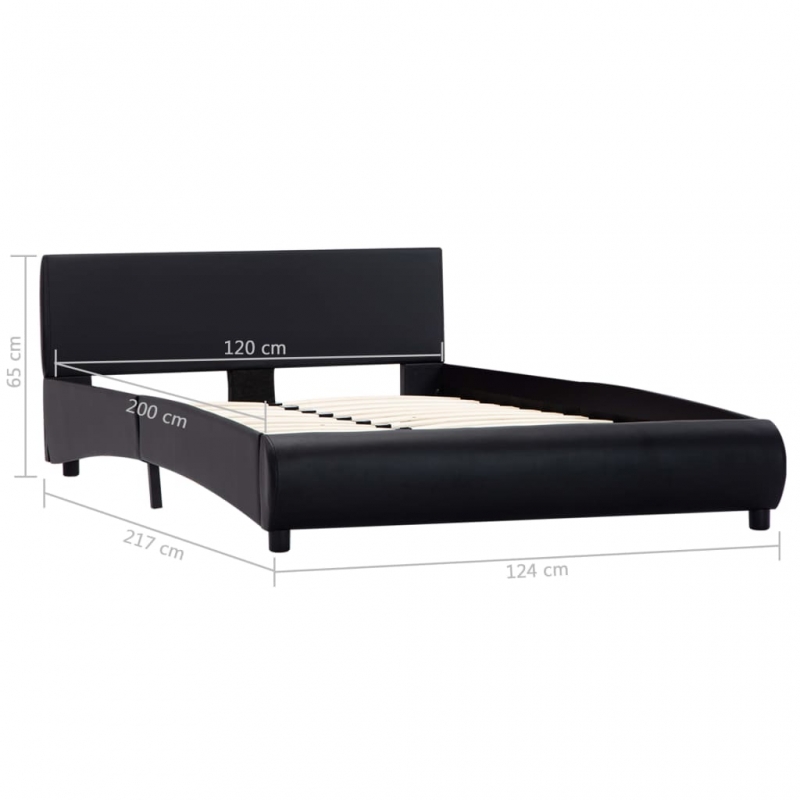Bett mit LED-Beleuchtung ohne Matratze Schwarz 120x200 cm