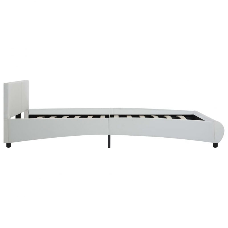 Bettgestell mit LED Weiß Kunstleder 180×200 cm
