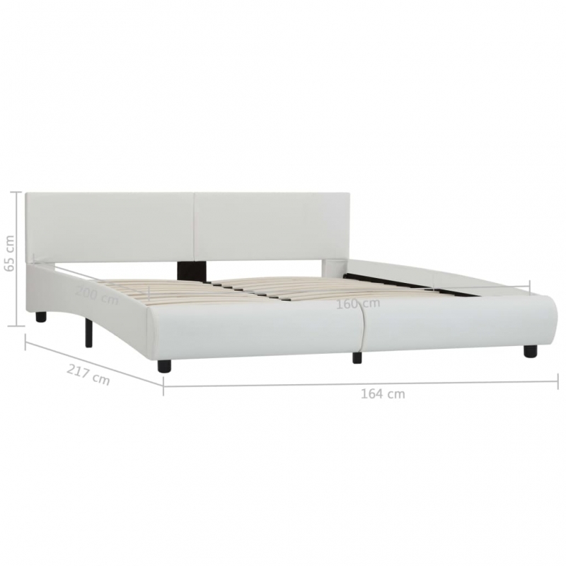 Bettgestell mit LED Weiß Kunstleder 180×200 cm