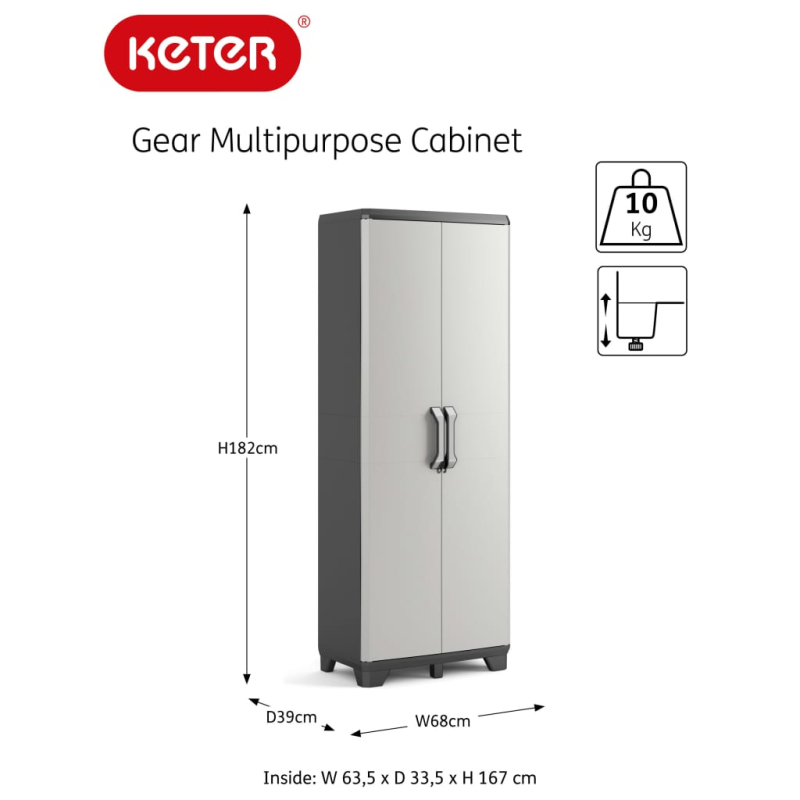 Keter Mehrzweckschrank Gear Schwarz und Grau 182 cm