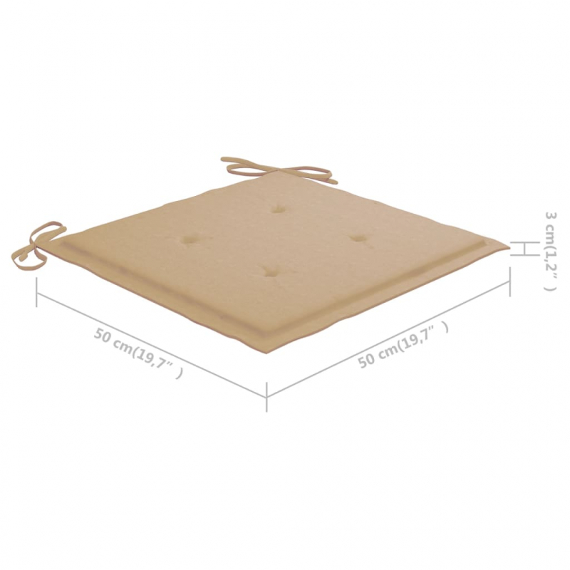 Gartenstuhl-Kissen 2 Stk. Beige 50x50x3 cm Oxford-Gewebe