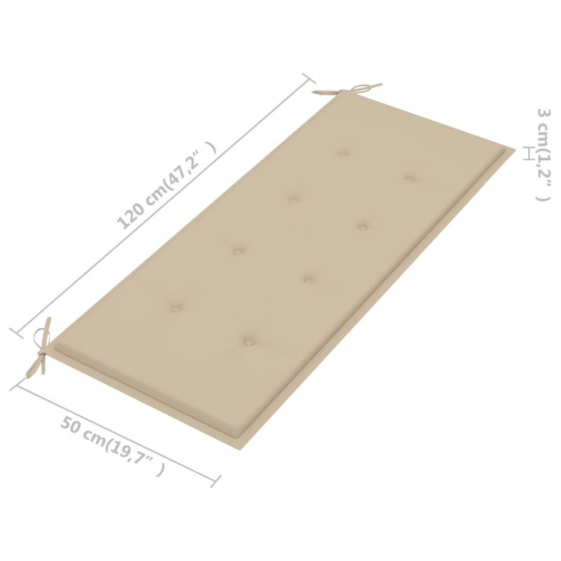 Gartenbank-Auflage Beige 120x50x3 cm Oxford-Gewebe