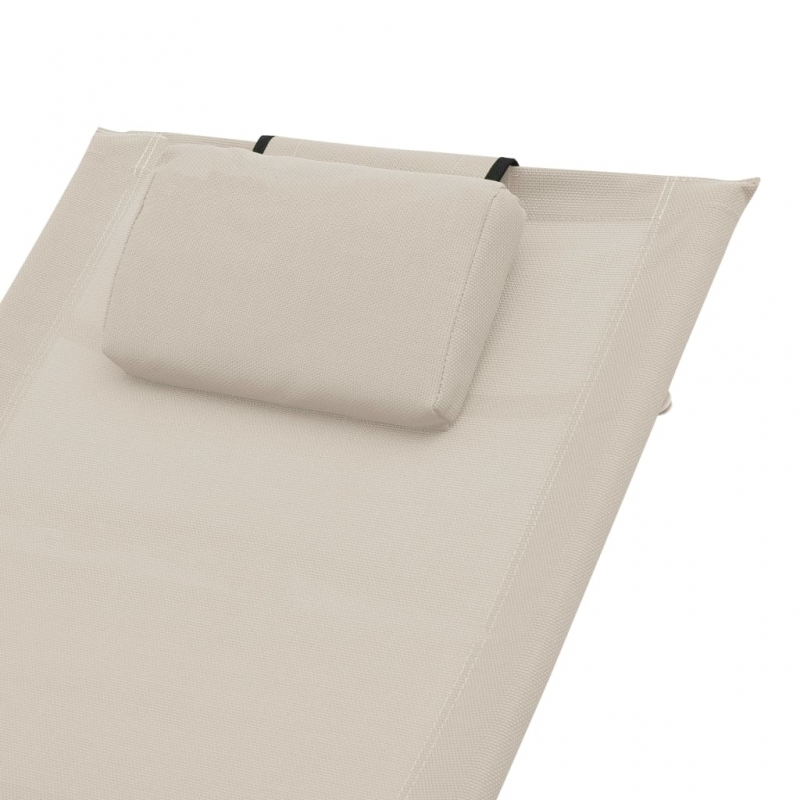 Sonnenliege mit Kissen Creme Textilene
