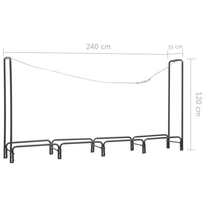 Brennholzregal Anthrazit 240×35×120 cm Stahl