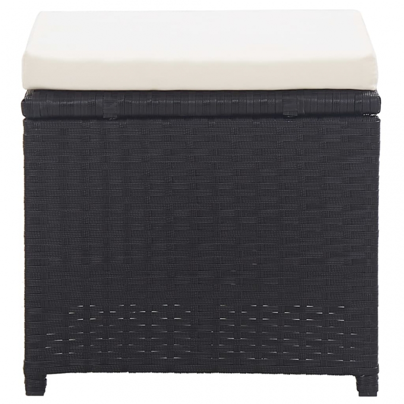 Gartenhocker 2 Stk. mit Sitzkissen Poly Rattan Schwarz