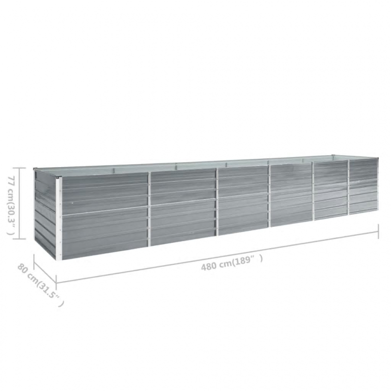 Garten-Hochbeet Verzinkter Stahl 480x80x77 cm Grau