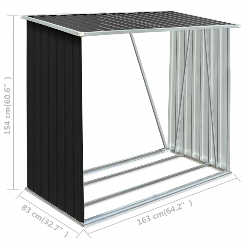 Brennholzlager Verzinkter Stahl 163 x 83 x 154 cm Anthrazit