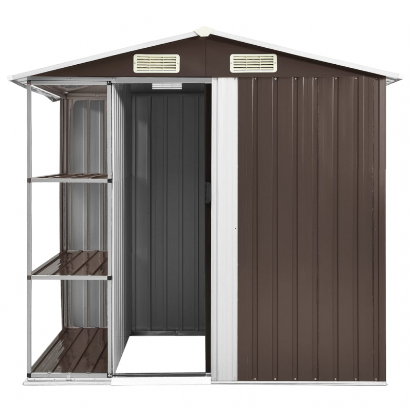 Gartenhaus mit Regal Braun 205x130x183 cm Eisen