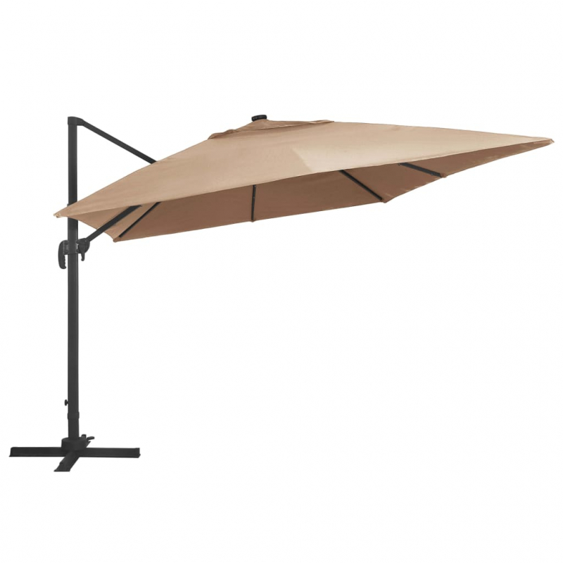 Ampelschirm mit LED-Beleuchtung Alu-Mast 400x300 cm Taupe