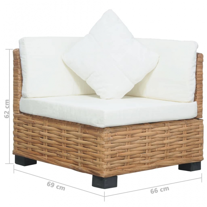 Ecksofa mit Auflagen Natur Rattan