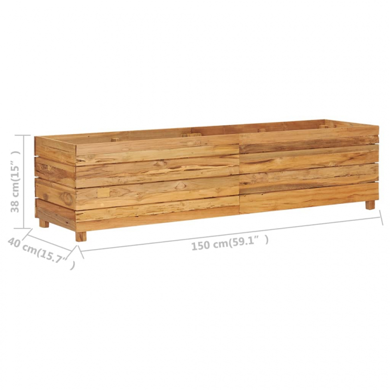 Hochbeet 150x40x38 cm Teak Altholz und Stahl