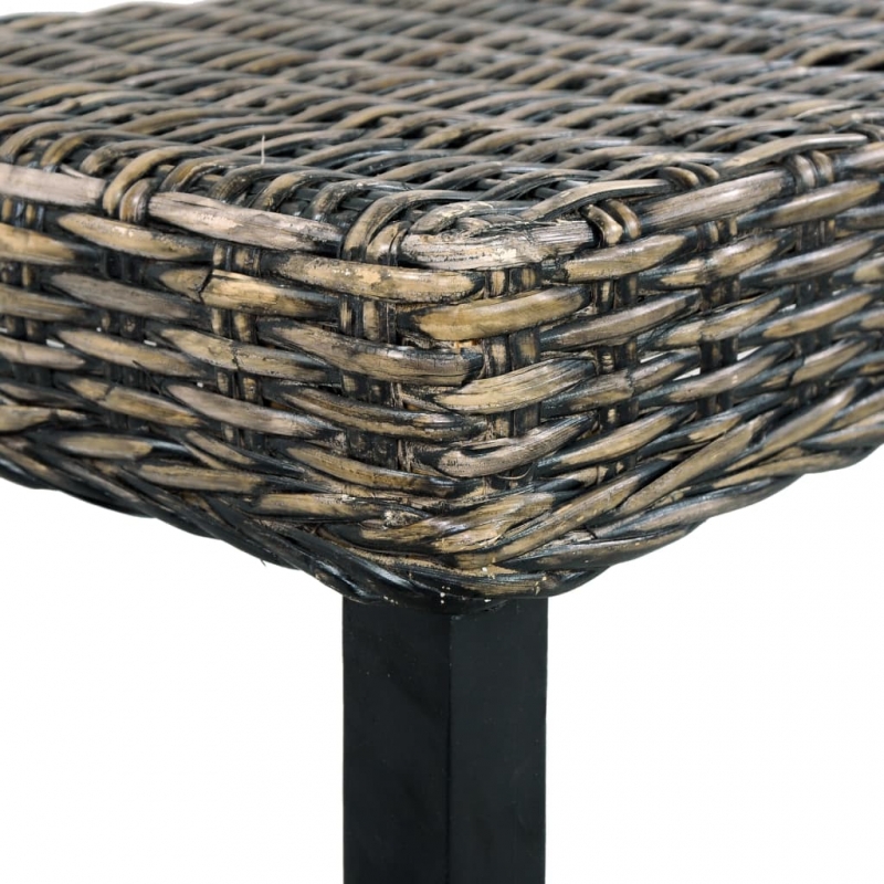 Sitzbank 110 cm Schwarz Natur Kubu-Rattan und Massivholz Mango