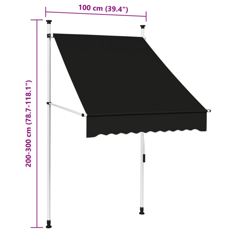 Einziehbare Markise Handbetrieben 100 cm Anthrazit