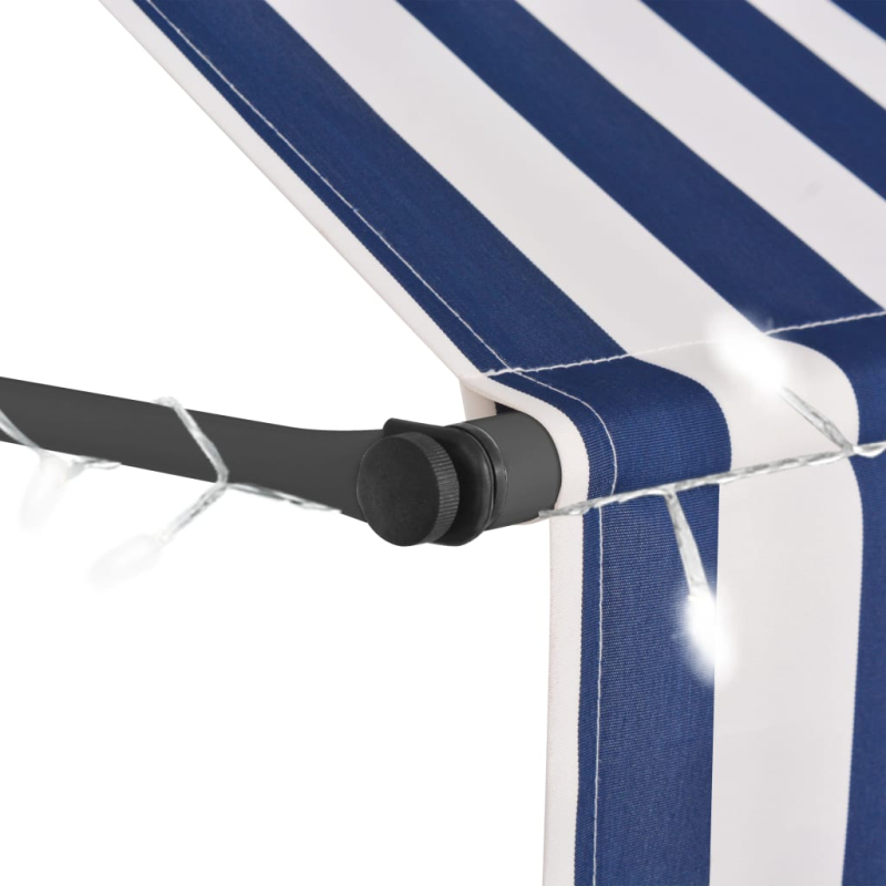 Einziehbare Markise Handbetrieben mit LED 100 cm Blau und Weiß