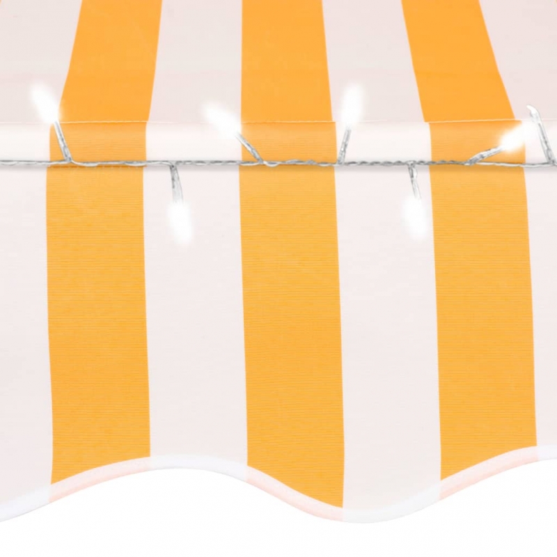Einziehbare Markise Handbetrieben mit LED 200 cm Weiß Orange